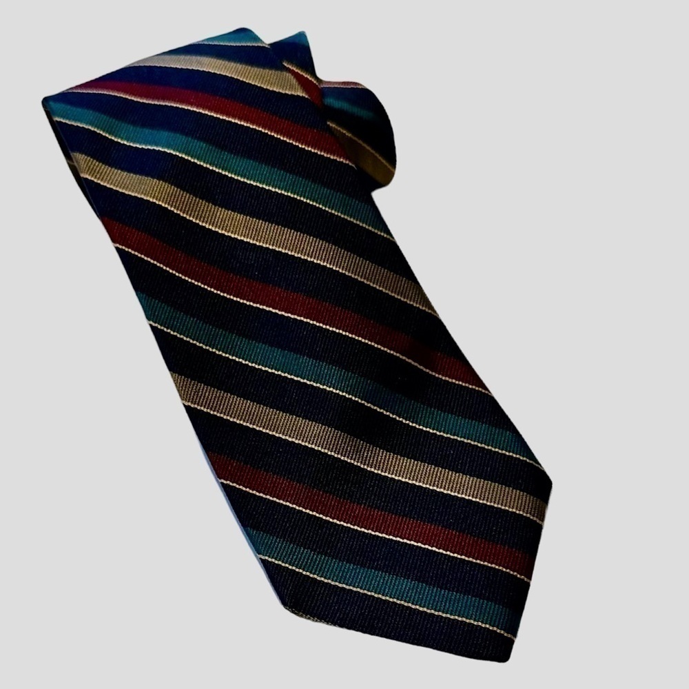 Redwood & Ross Tie Handmade All Silk Woven in England 56” x 3” Striped Repp Tie